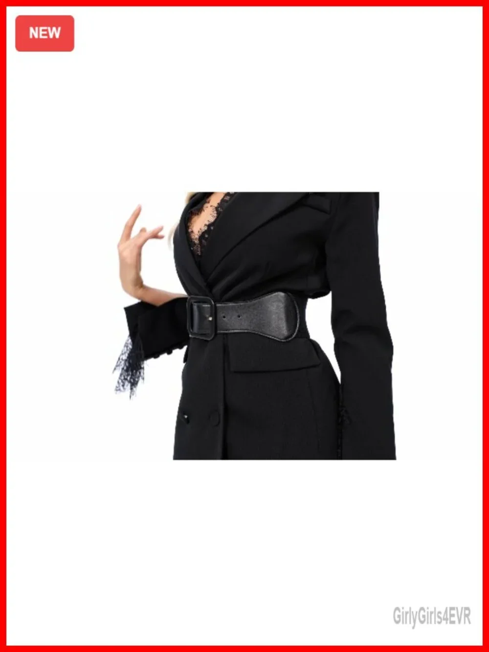 Women's Stretchy PU Leather Wide Belt Square Buckle Vintage Waist Belt